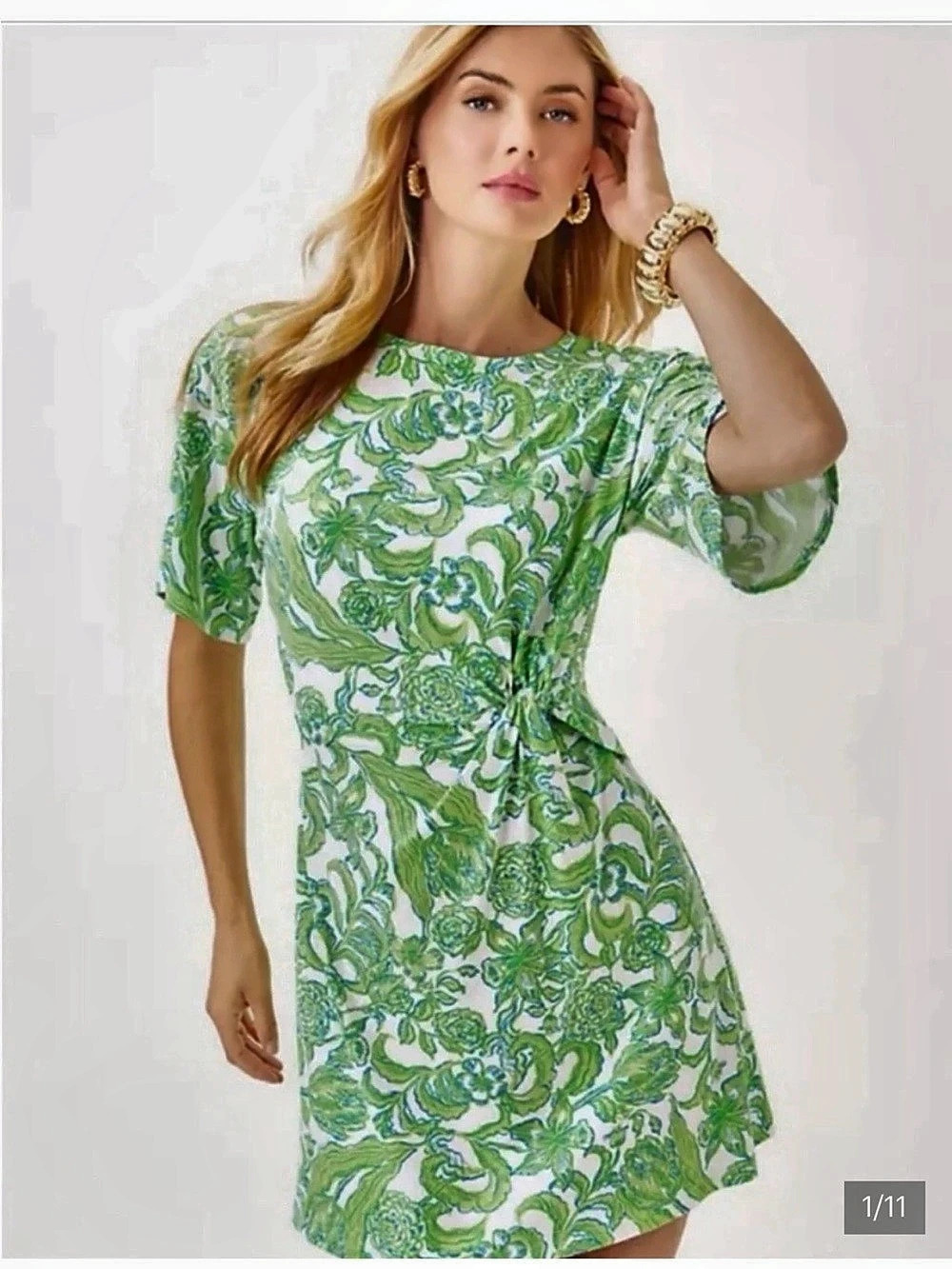 Lilly Pulitzer Paisley Mini Dress in Green & White Size Small